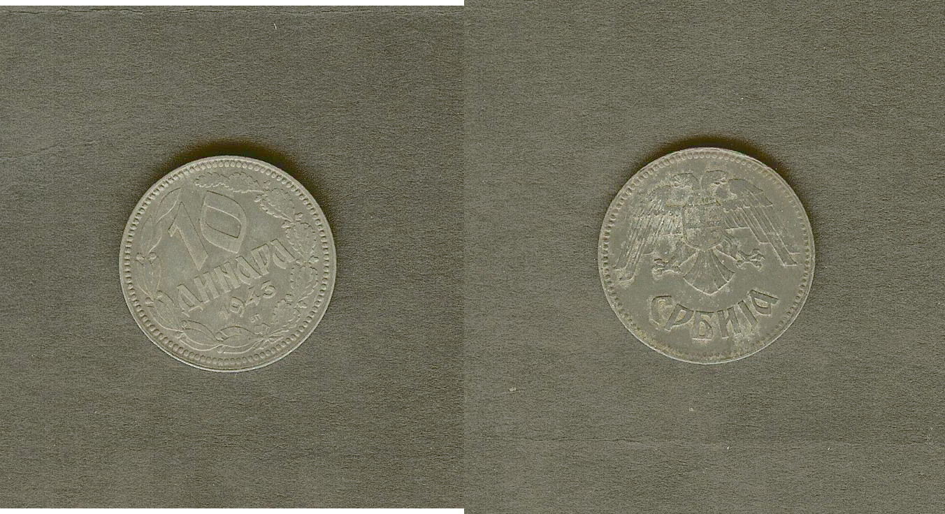 Serbia German Occupation 10 dinara 1943 EF